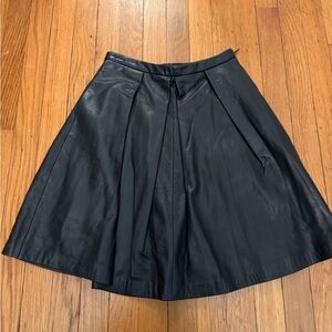 Elizabeth and James Classic Leather Black A-Line Skirt